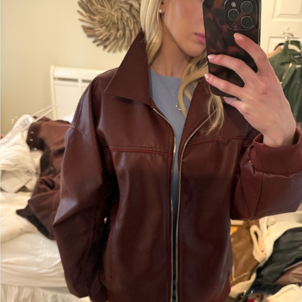 Princess Polly Deep Brown Leather Jacket